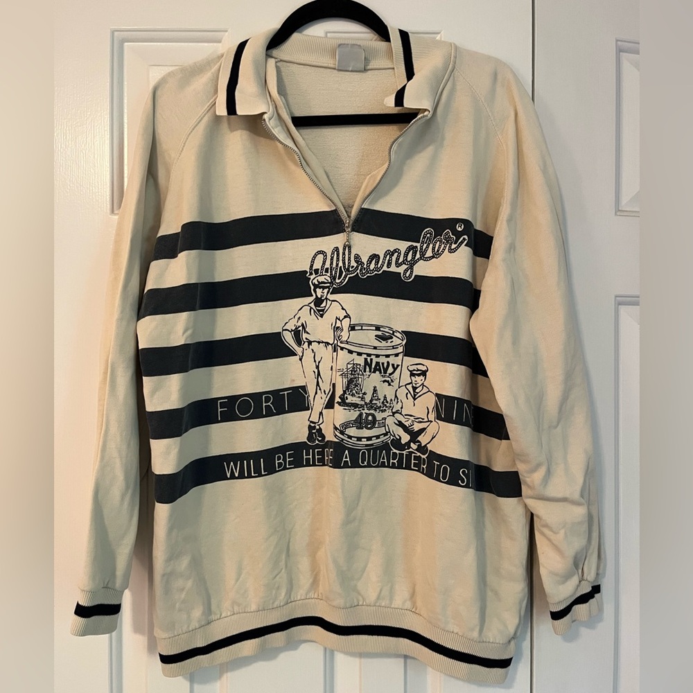 Vintage Wrangler Cream and Black Striped pullover